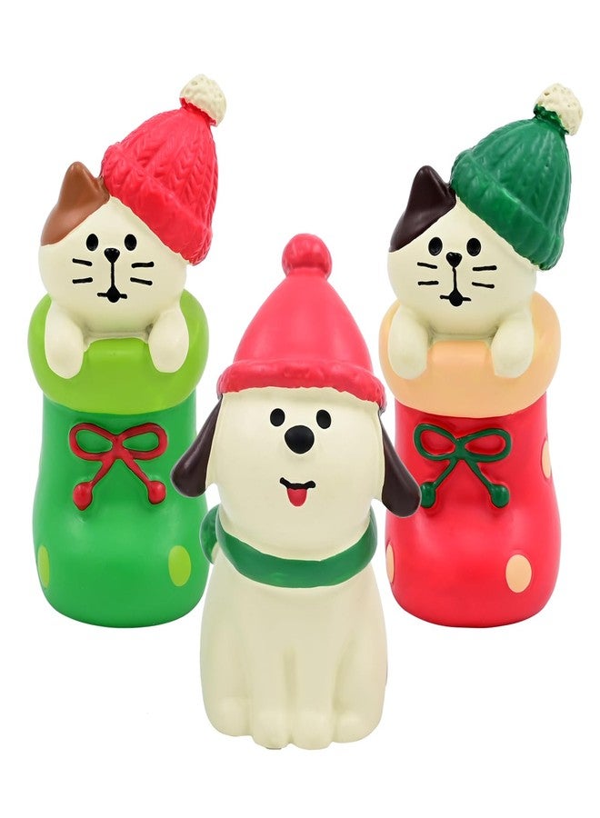 RAQWI Cute Mini Cat Hiding in The Sock and Little Dog Figurine for Office, Home Decoration Mini Figurine Perfect for Christmas - Image 1